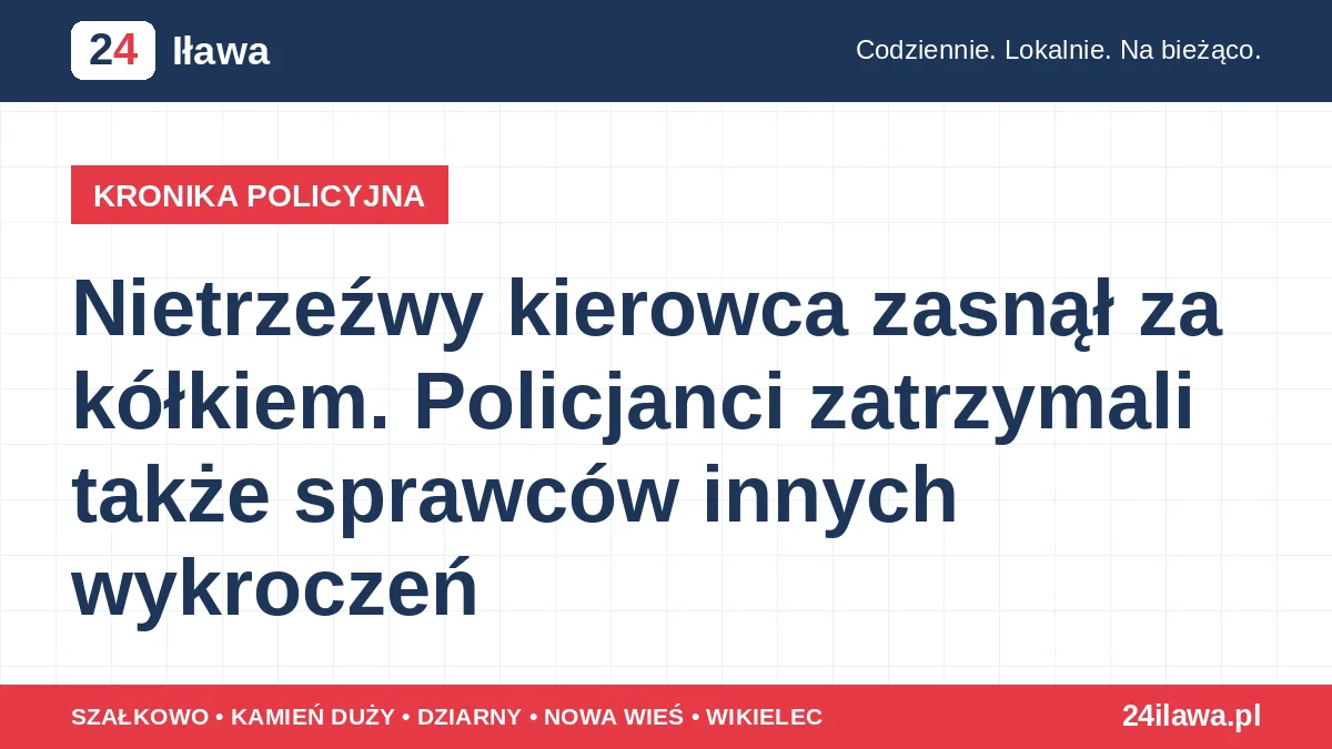 Ilustracja materiału: Nietrzeźwy kierowca zasnął za kółkiem. Policjanci zatrzymali także sprawców innych wykroczeń