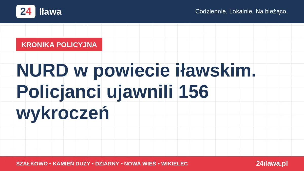 Ilustracja materiału: NURD w powiecie iławskim. Policjanci ujawnili 156 wykroczeń